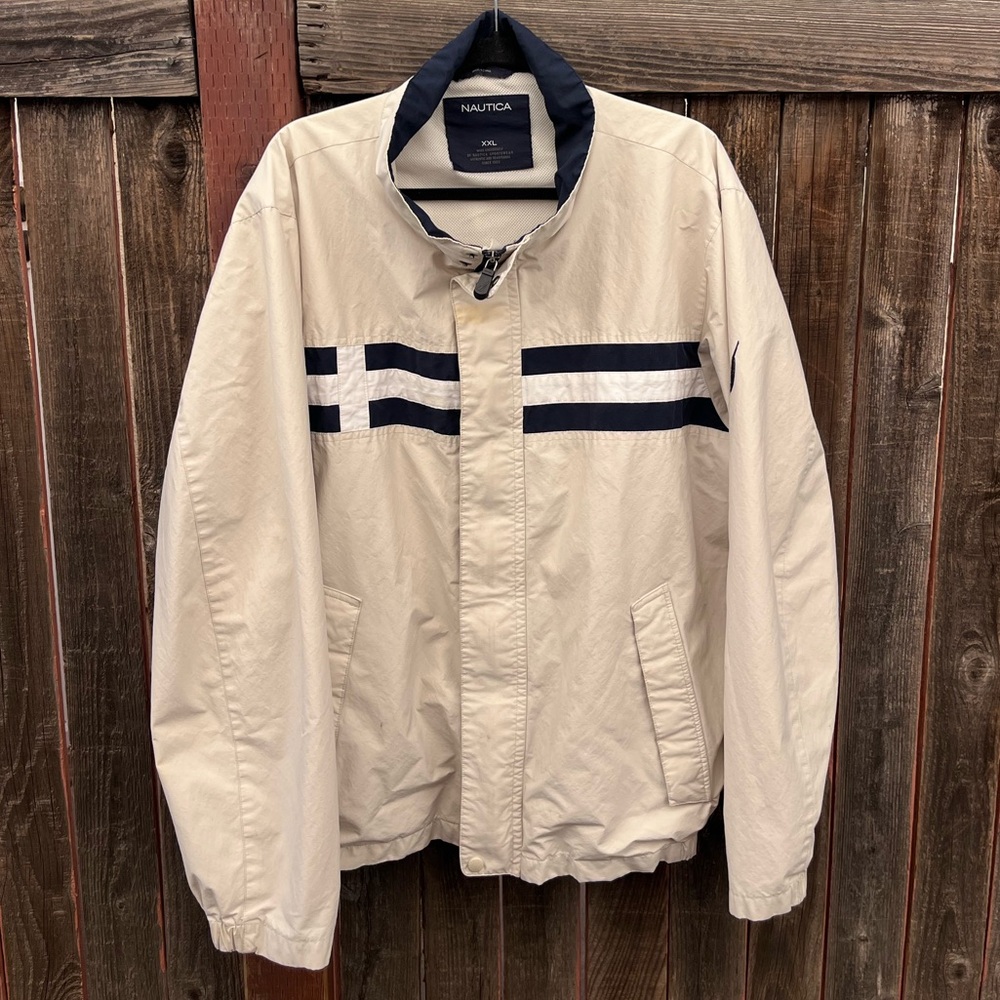 Nautica Beige and Navy Windbreaker